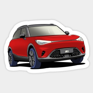 Red Smart Car 'Hashtag One' #1 Sticker